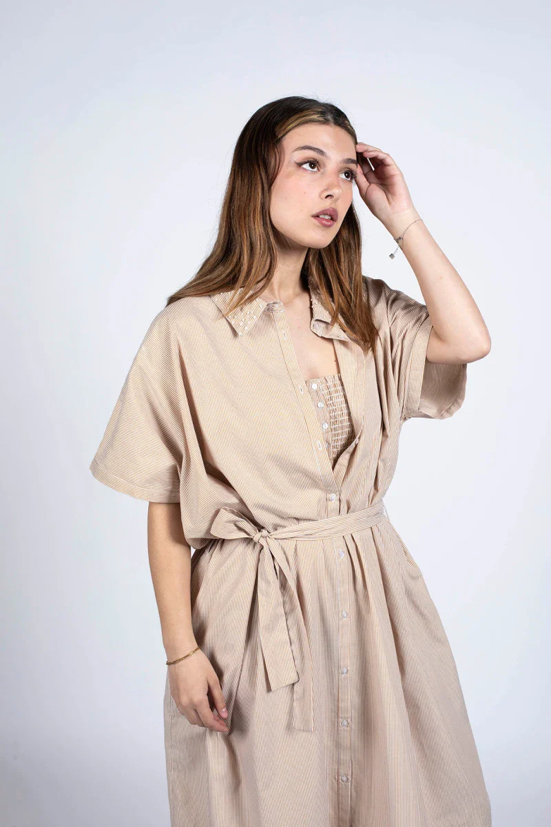 Robe couleur nude en coton bio - Image 2