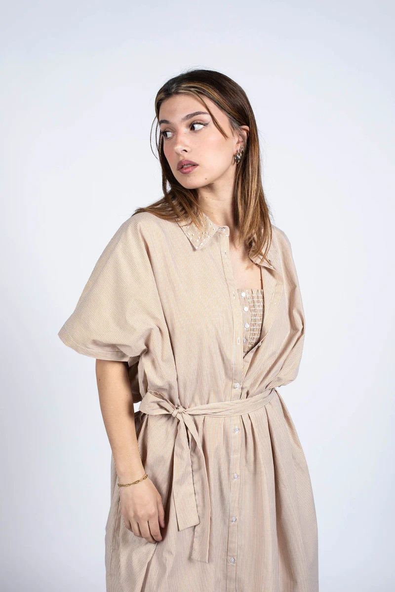 Robe couleur nude en coton bio - Image 3