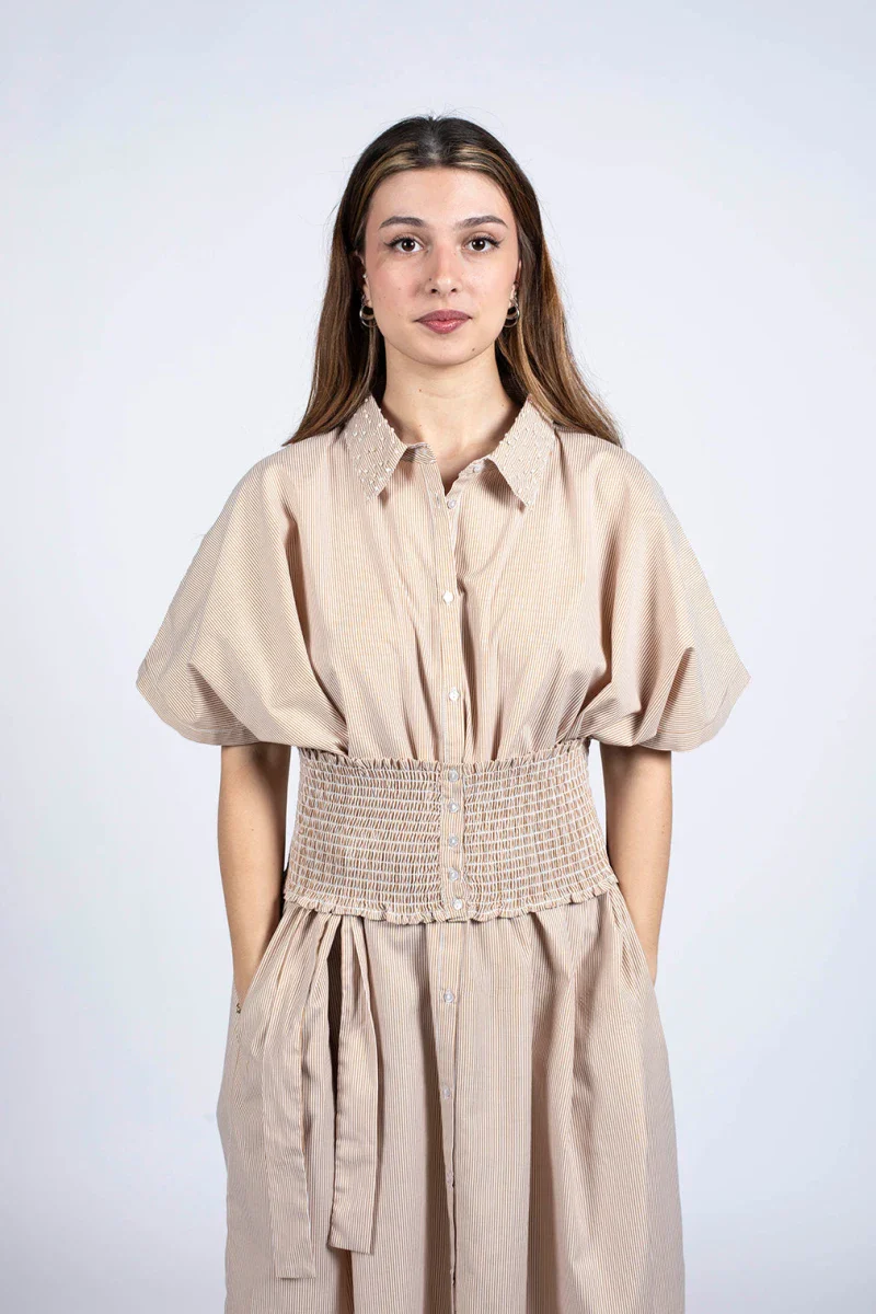 Robe couleur nude en coton bio - Image 4