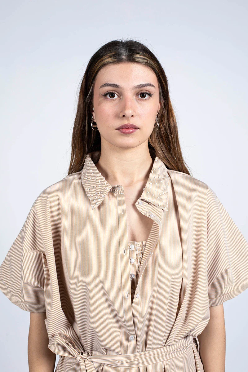 Robe couleur nude en coton bio - Image 5
