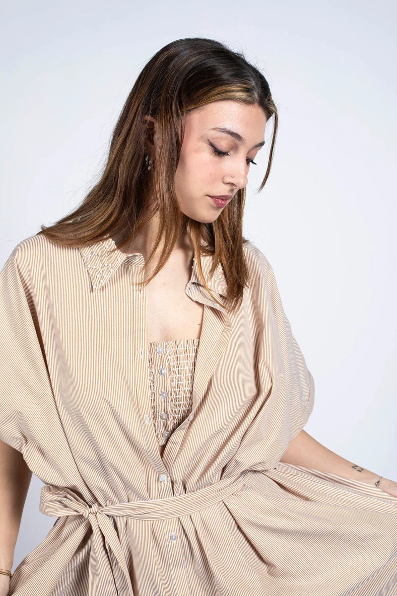 Robe couleur nude en coton bio - Image 6