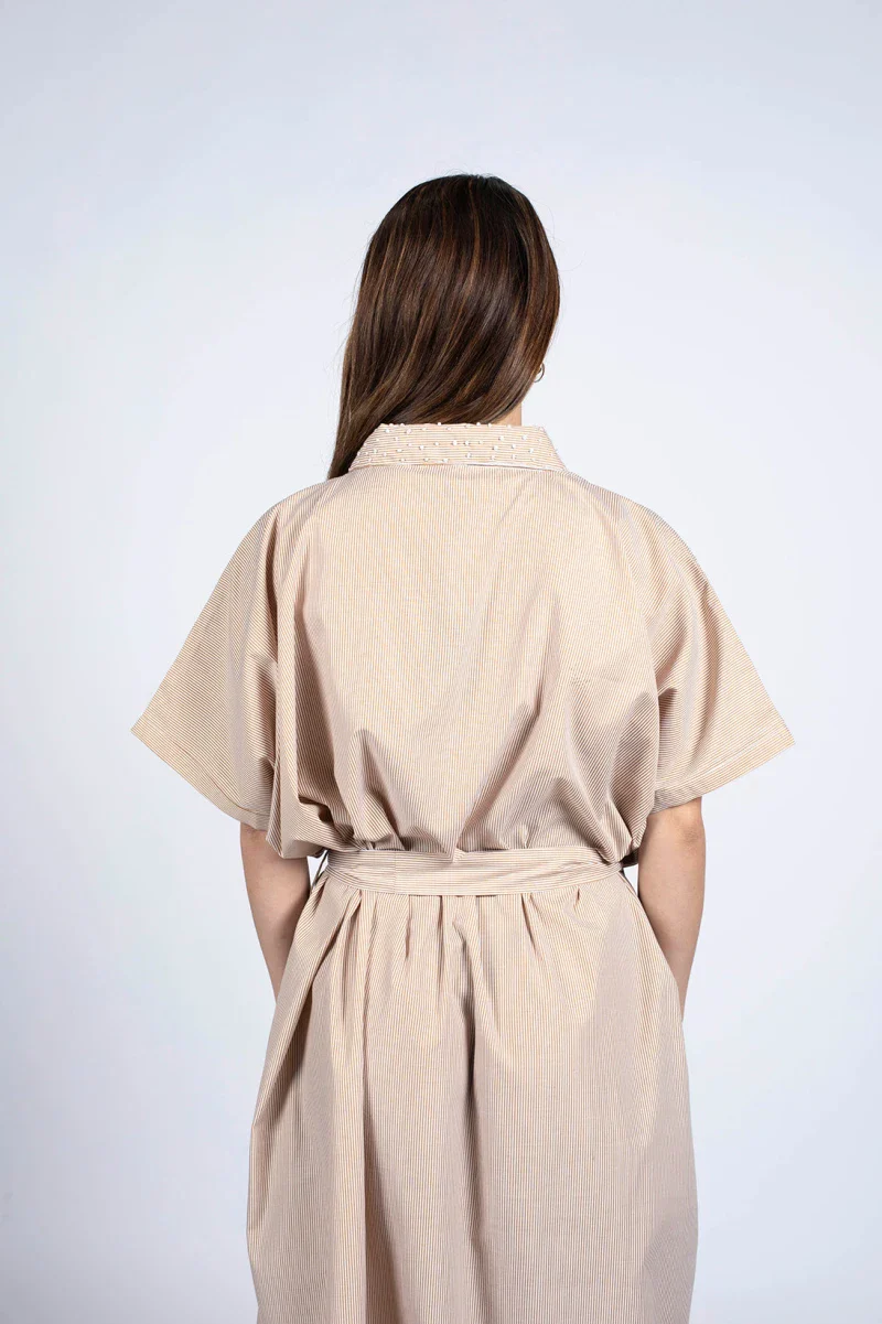 Robe couleur nude en coton bio - Image 7