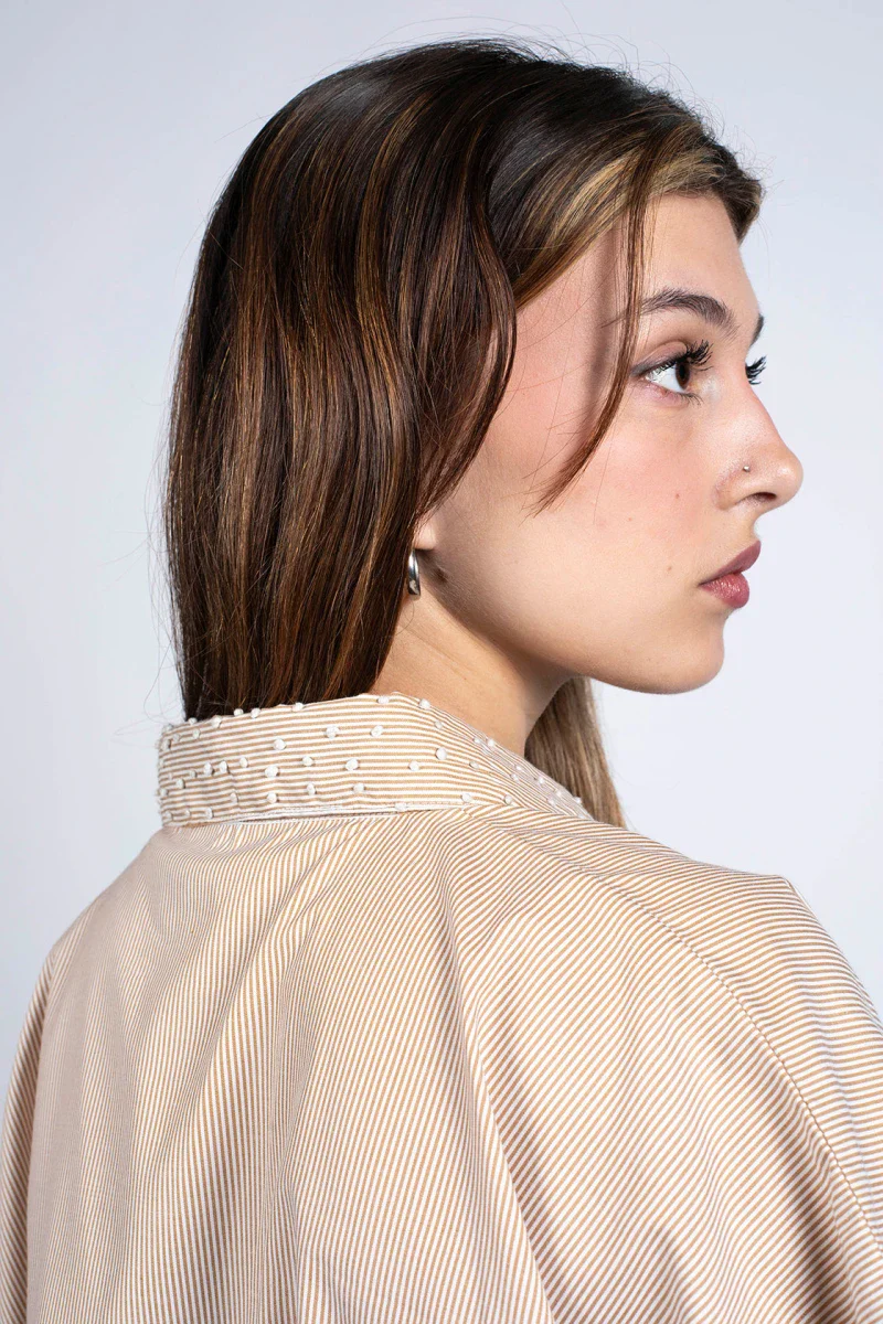 Robe couleur nude en coton bio - Image 8