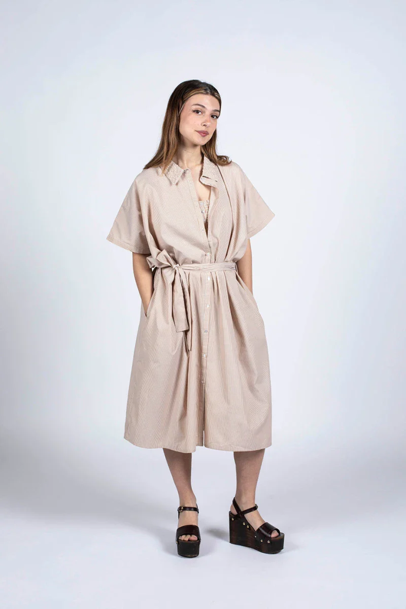 Robe couleur nude en coton bio - Image 9