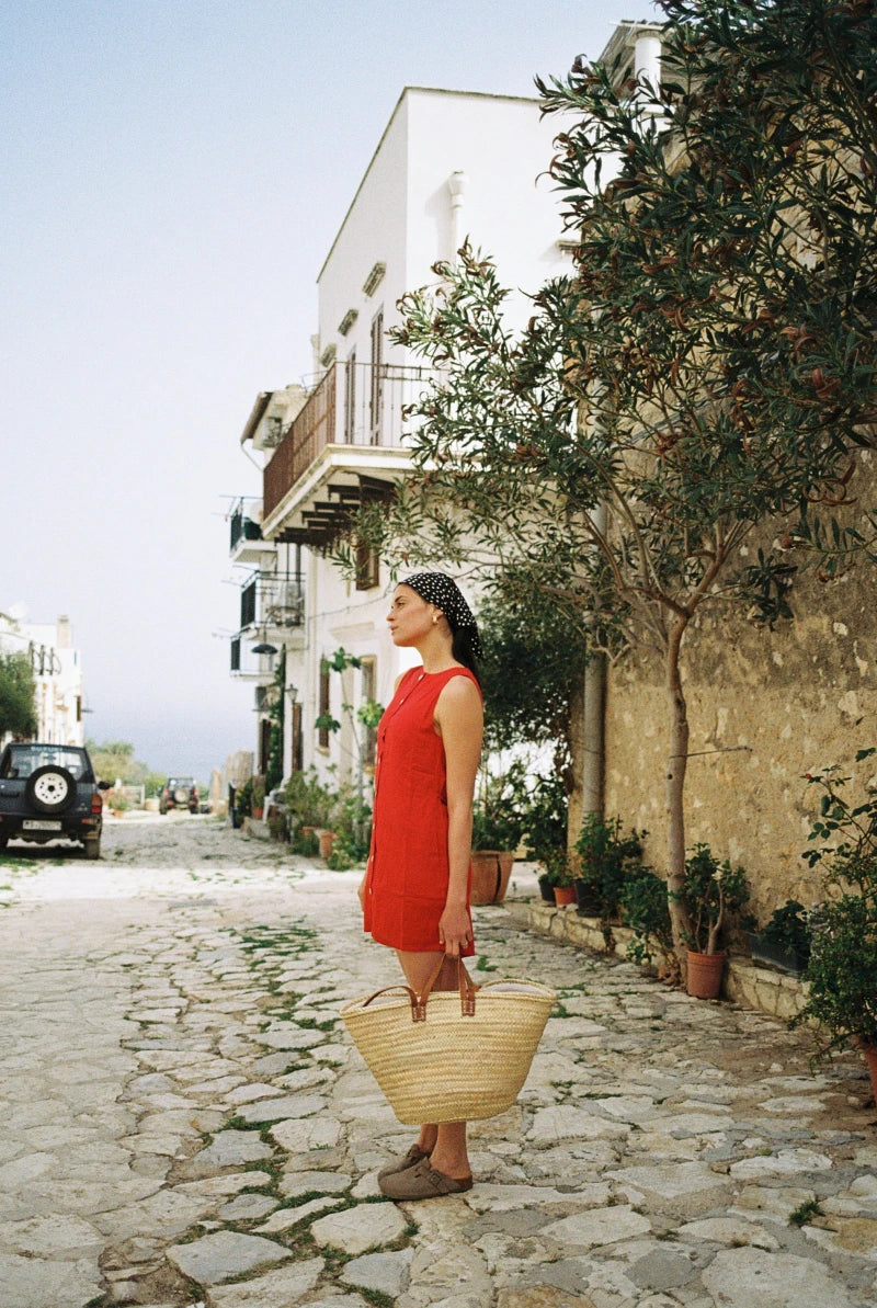 Robe d'été rouge - Fait main en lin et viscose - BILLIE - Image 4