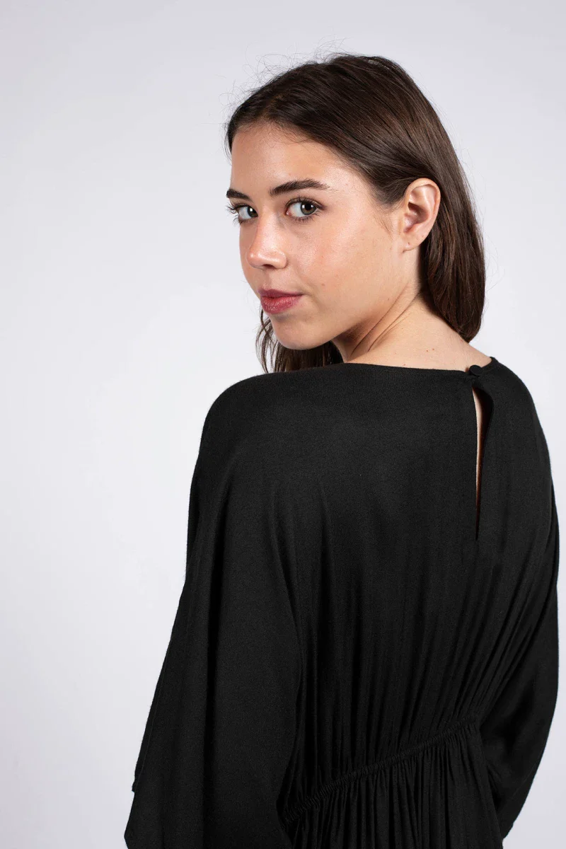 Robe noir bohème brodée Laly - Image 4
