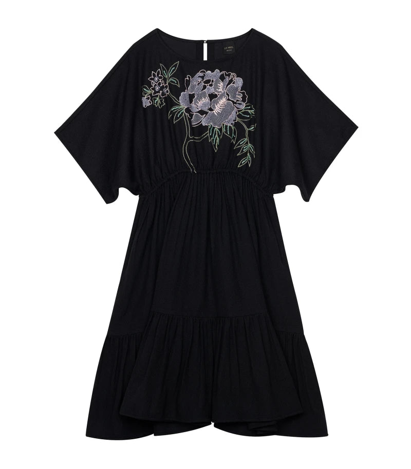 Robe noir bohème brodée Laly - Image 8