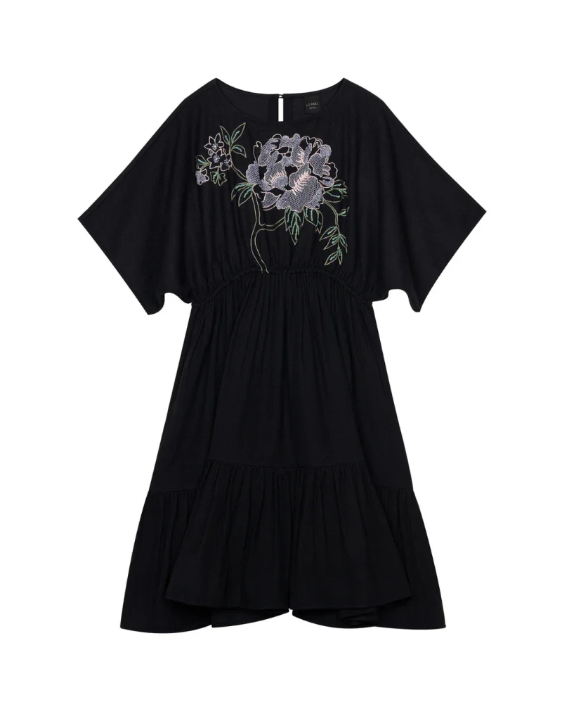 Robe noir bohème brodée Laly - Image 9
