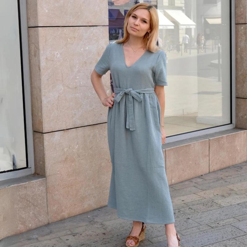 Robe longue en coton bio - Plusieurs coloris - Image 34