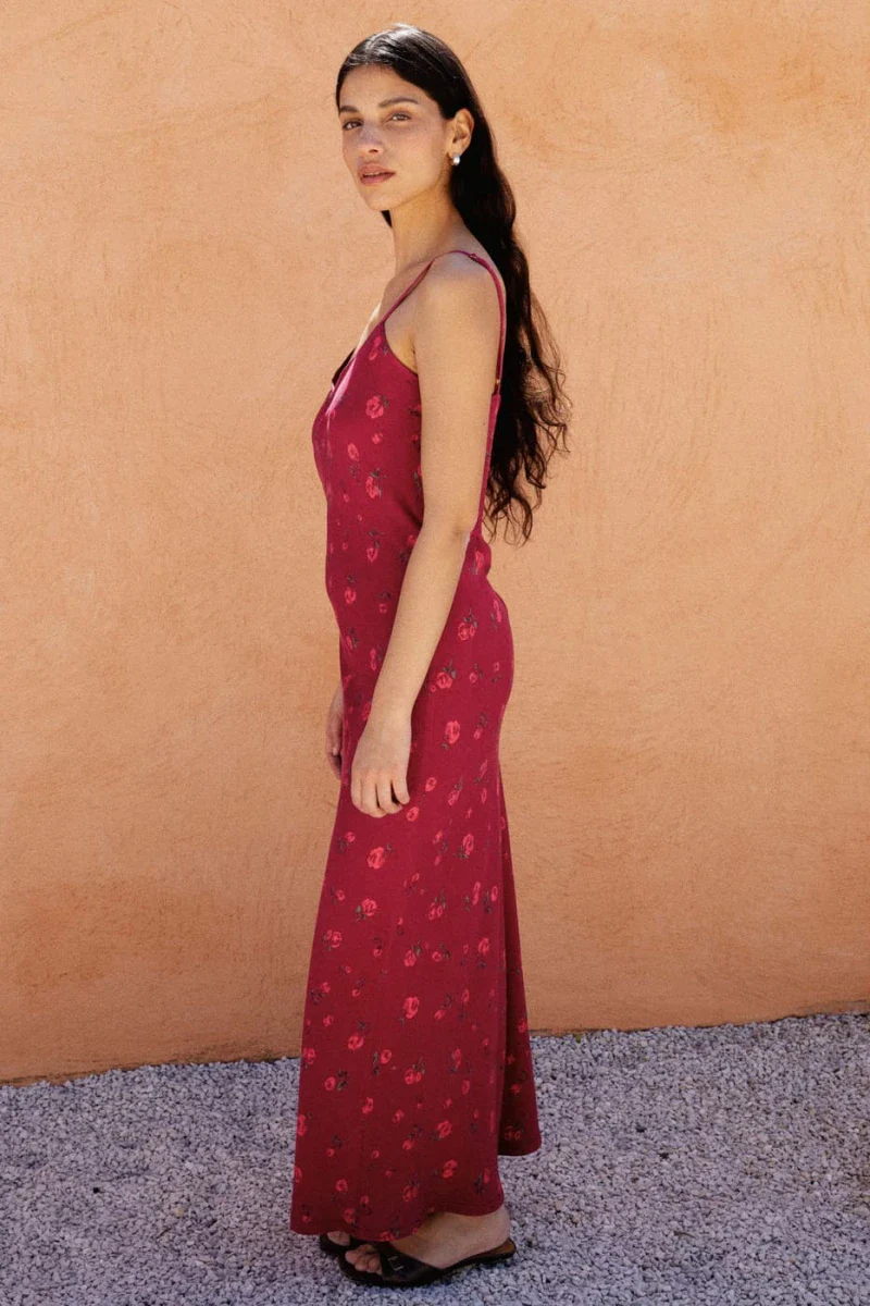 Robe longue imprimée fleurs de framboise - Jade - Image 2