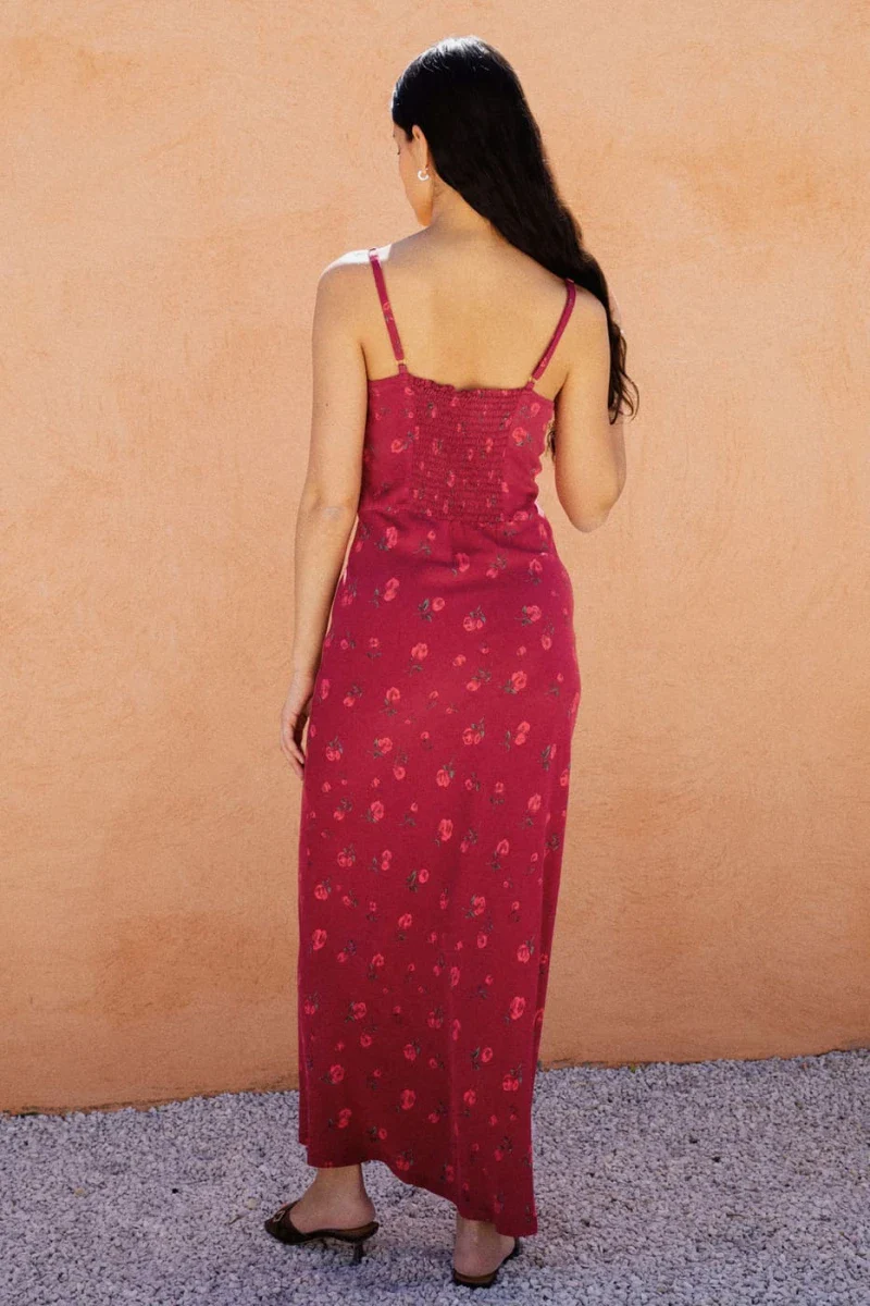 Robe longue imprimée fleurs de framboise - Jade - Image 3