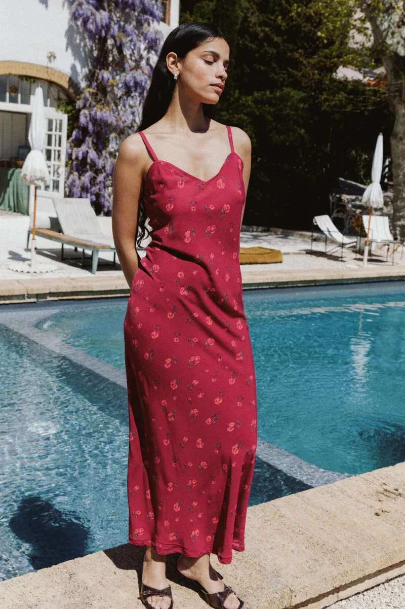Robe longue imprimée fleurs de framboise - Jade - Image 5