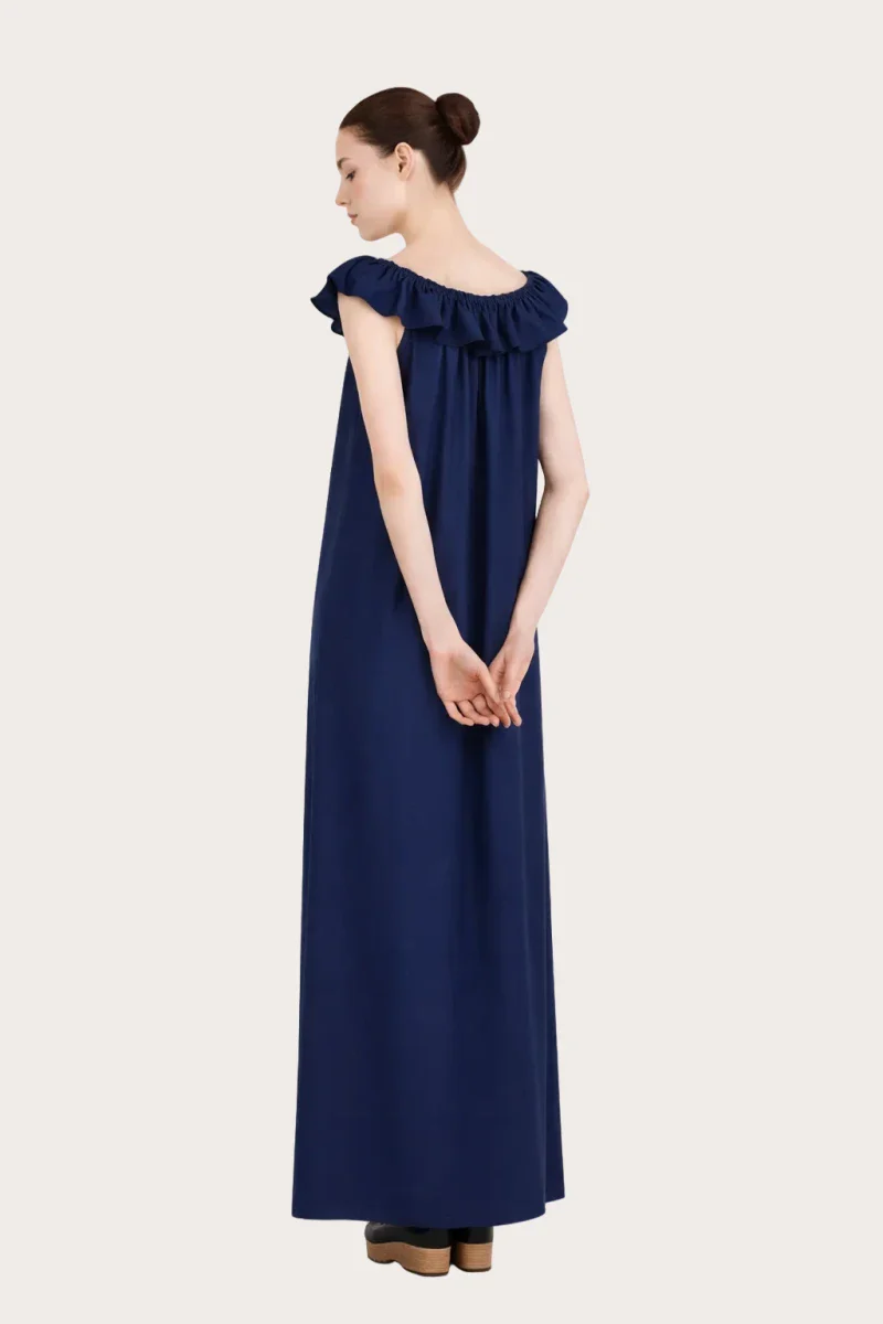 Robe upcyclée bleu nuit - Perle - Image 3