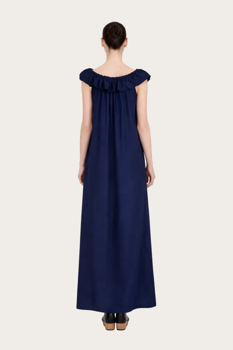 Robe upcyclée bleu nuit - Perle - Image 4