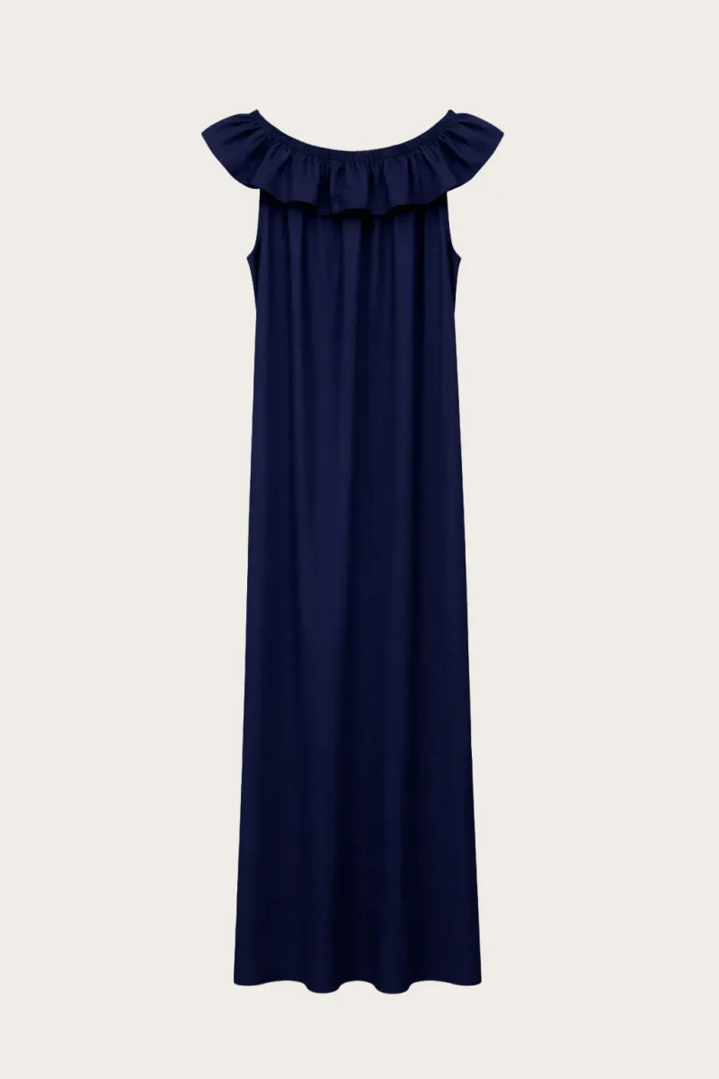 Robe upcyclée bleu nuit - Perle - Image 7