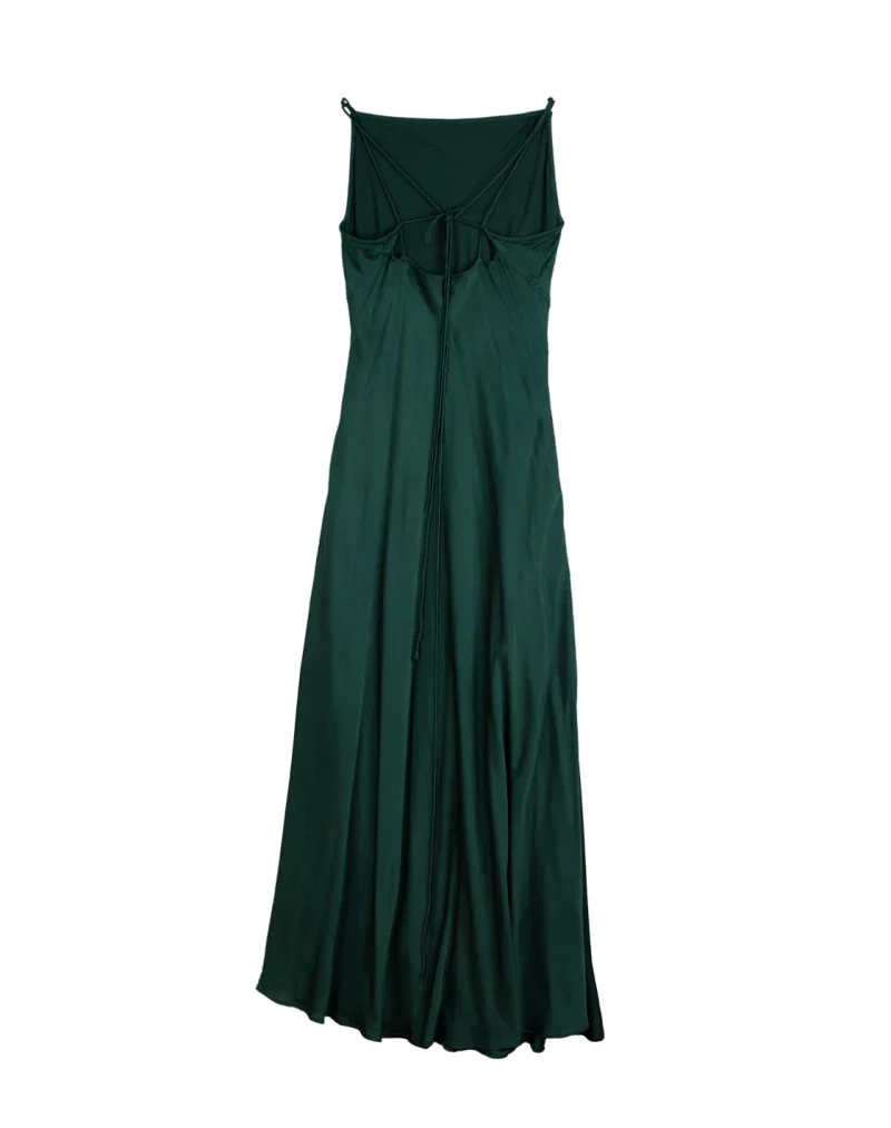 Robe verte longue en fibre de pétales de roses - Image 10