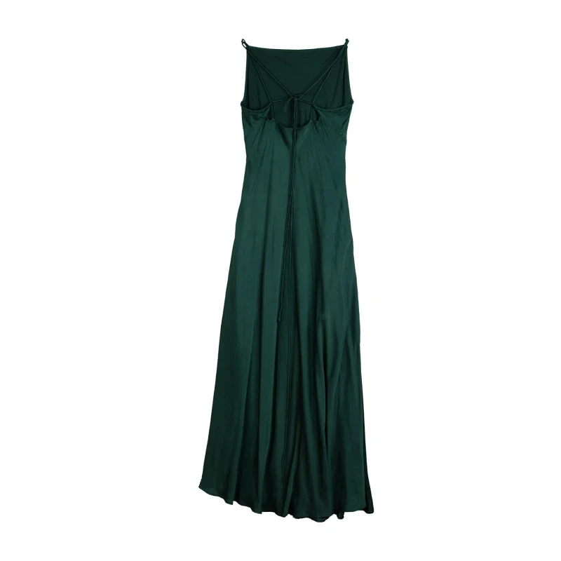 Robe verte longue en fibre de pétales de roses - Image 7