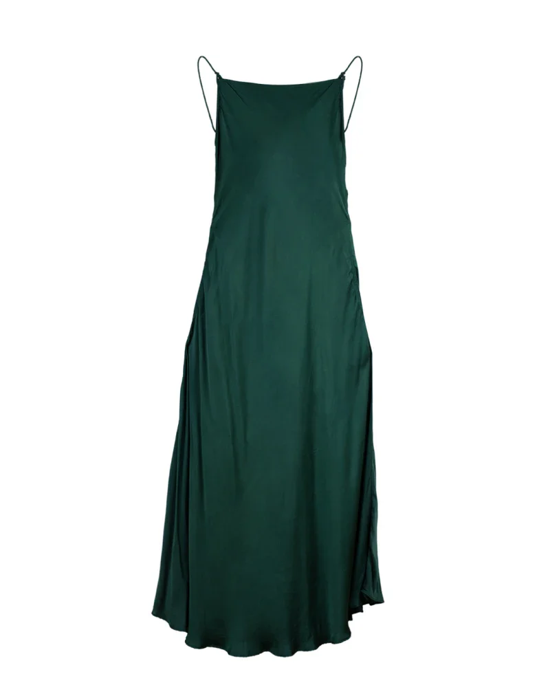 Robe verte longue en fibre de pétales de roses - Image 9