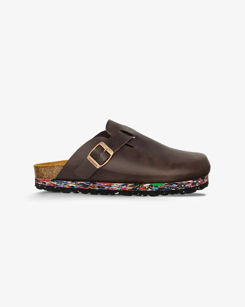 Sabots talons plats vegan marron foncé - Truffle - Image 9