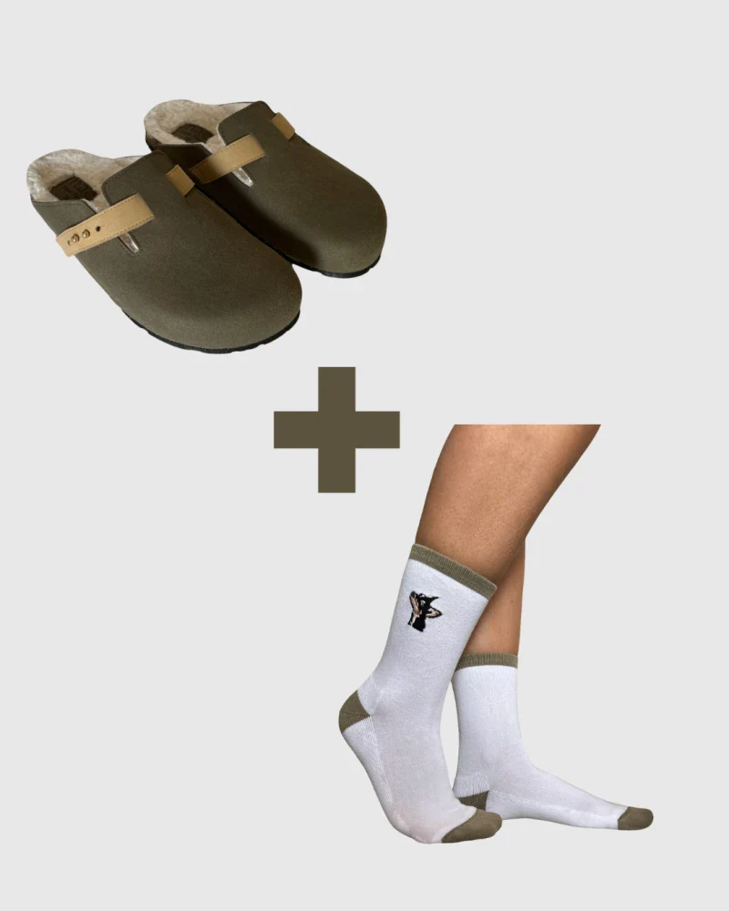 Sabots vert unisexe Levu et Chaussettes assorties - Image 6