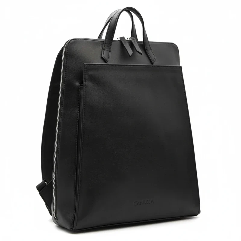 Sac à dos en cuir vegan pour ordinateur noir - Image 4