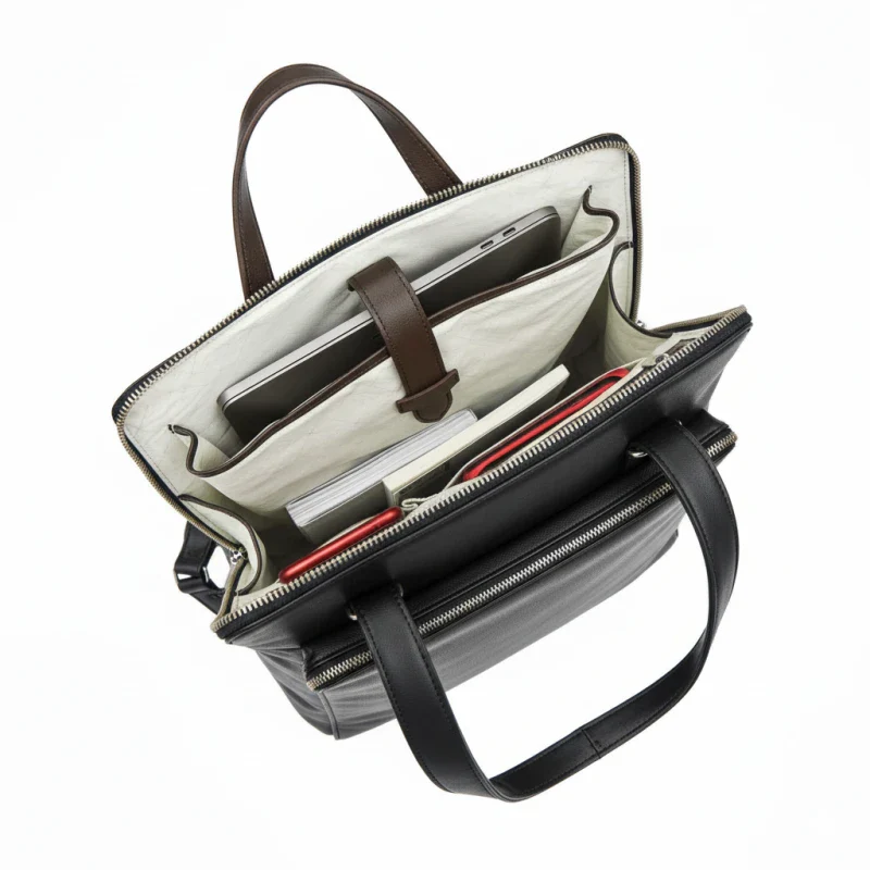 Sac à dos en cuir vegan pour ordinateur noir - Image 5