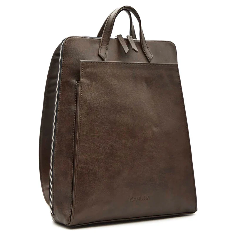 Sac à dos pour ordinateur en cuir vegan marron - Image 3