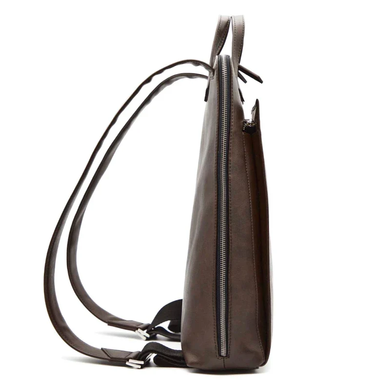 Sac à dos pour ordinateur en cuir vegan marron - Image 4