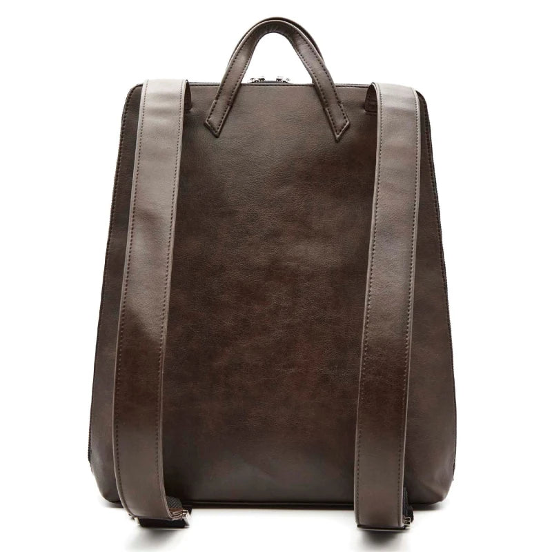 Sac à dos pour ordinateur en cuir vegan marron - Image 5