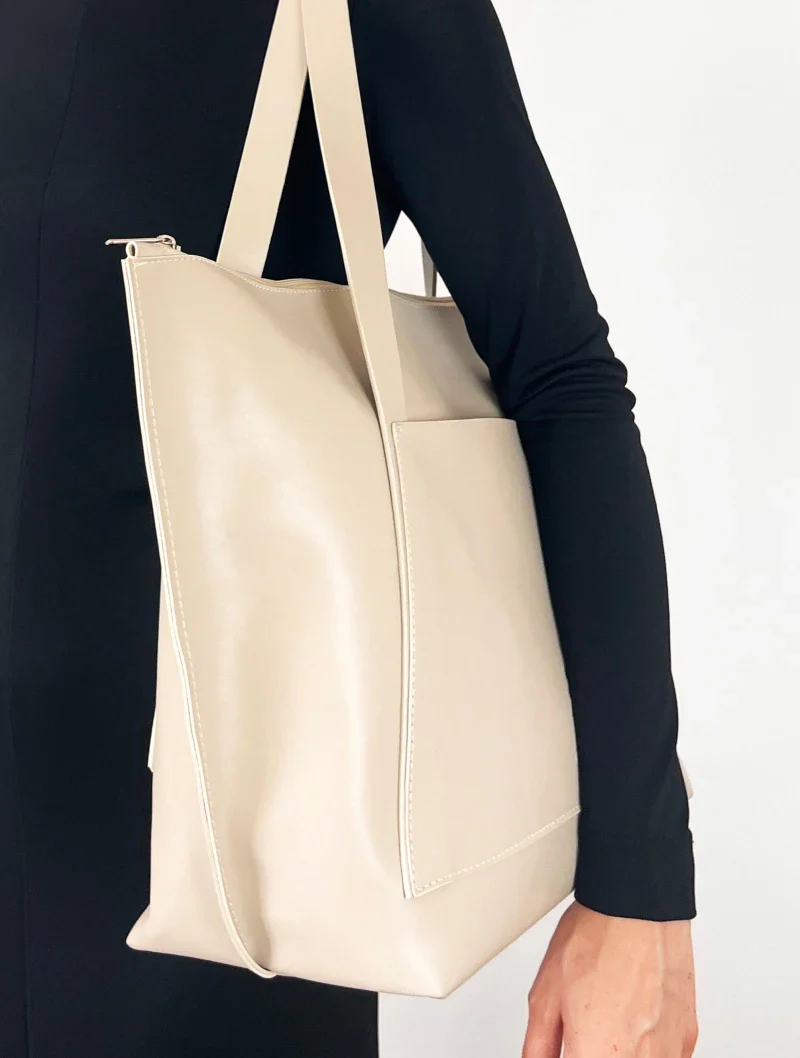 Sac à main blanc écru - fait main en matières recyclées - Image 3