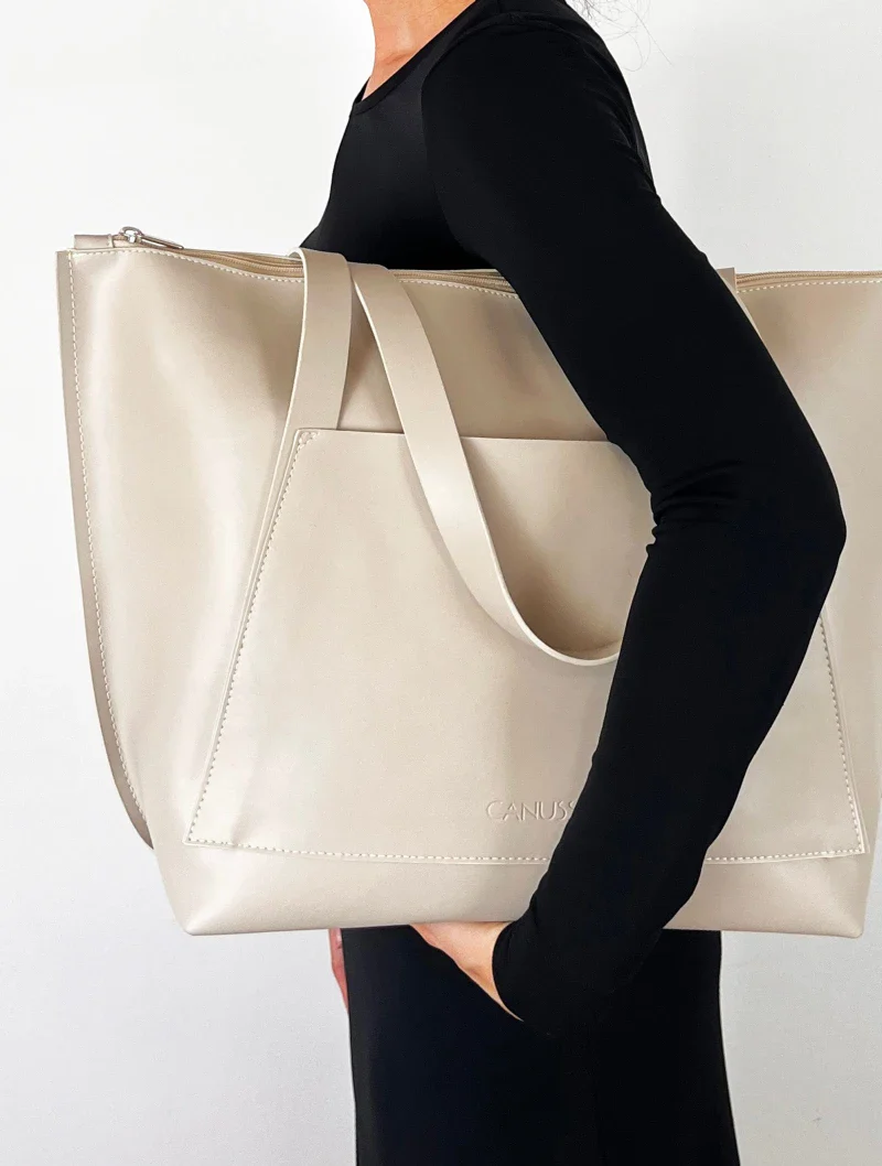 Sac à main blanc écru - fait main en matières recyclées - Image 4