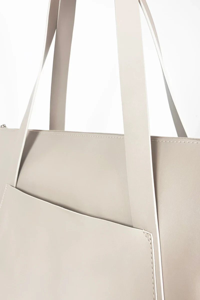 Sac à main blanc écru - fait main en matières recyclées - Image 6