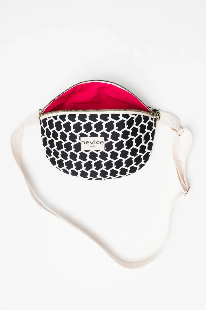 Sac banane noir et blanc en coton bio - Fanny - Image 2