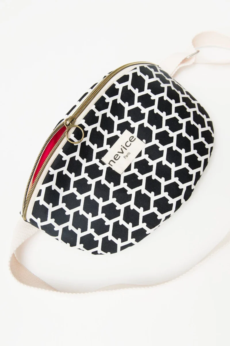 Sac banane noir et blanc en coton bio - Fanny - Image 3