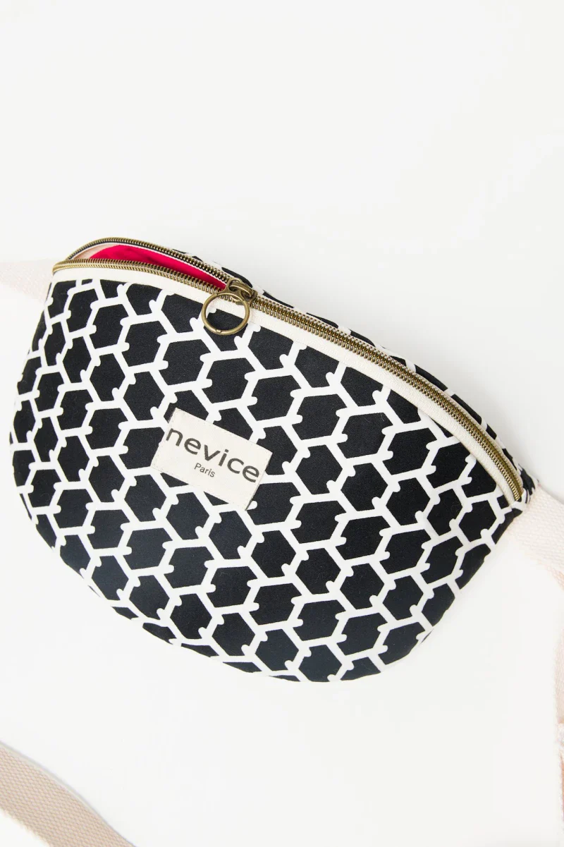Sac banane noir et blanc en coton bio - Fanny - Image 4