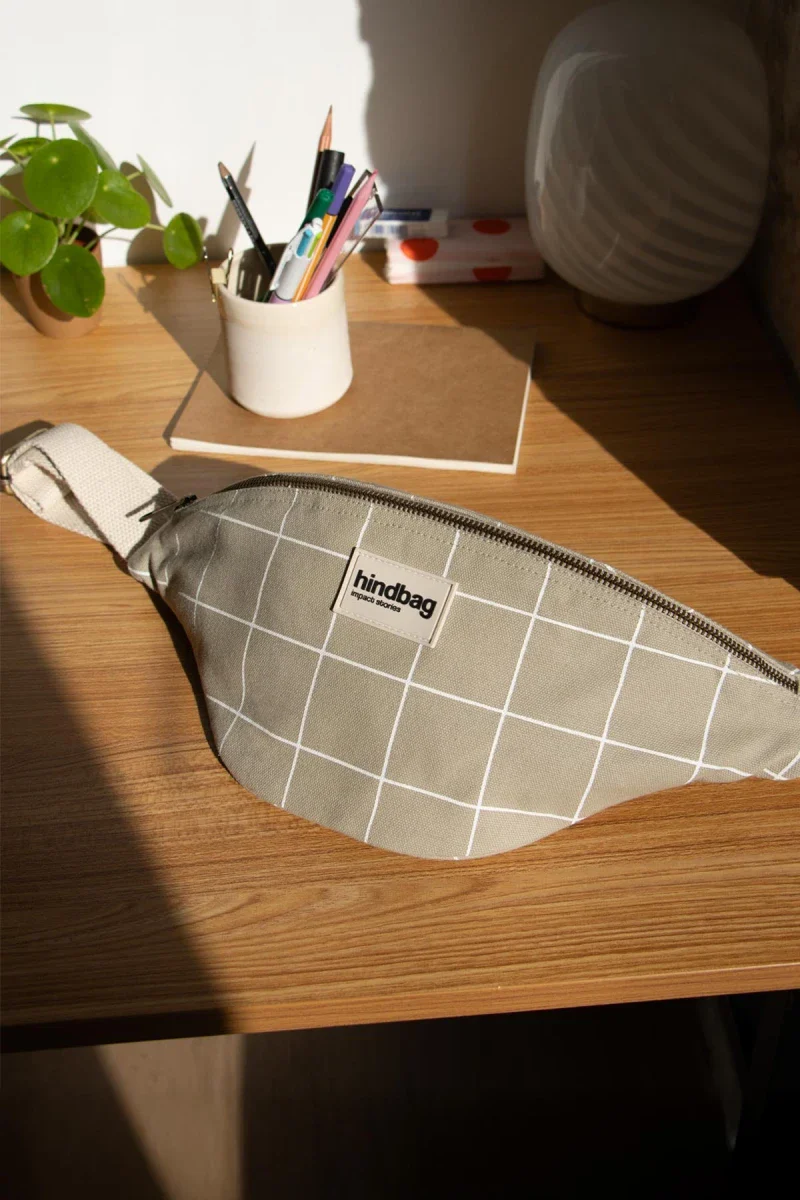 Sac banane Olivia Carreaux vert argile/blanc - Image 2