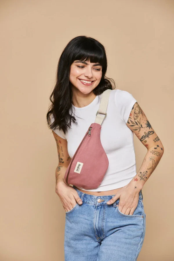 Sac banane en coton bio Olivia rose blush