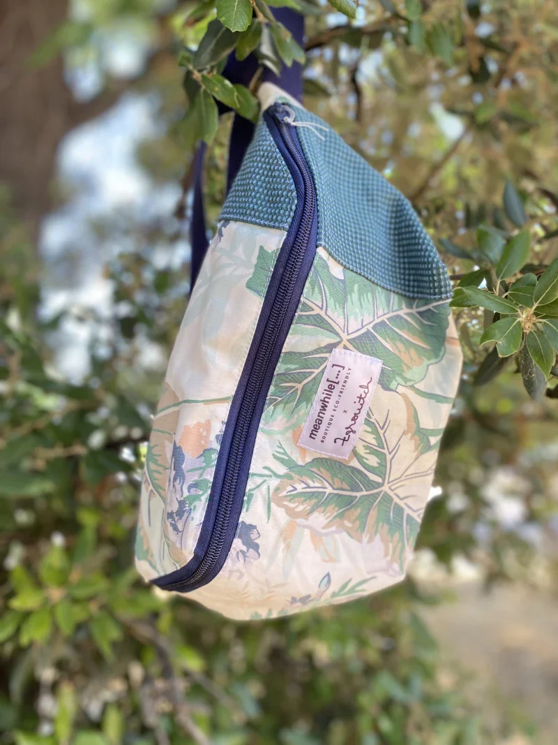 Sac banane upcyclé tissu oiseau - Meanwhile Boutique x Zgrouitch (édition limitée) - Image 10