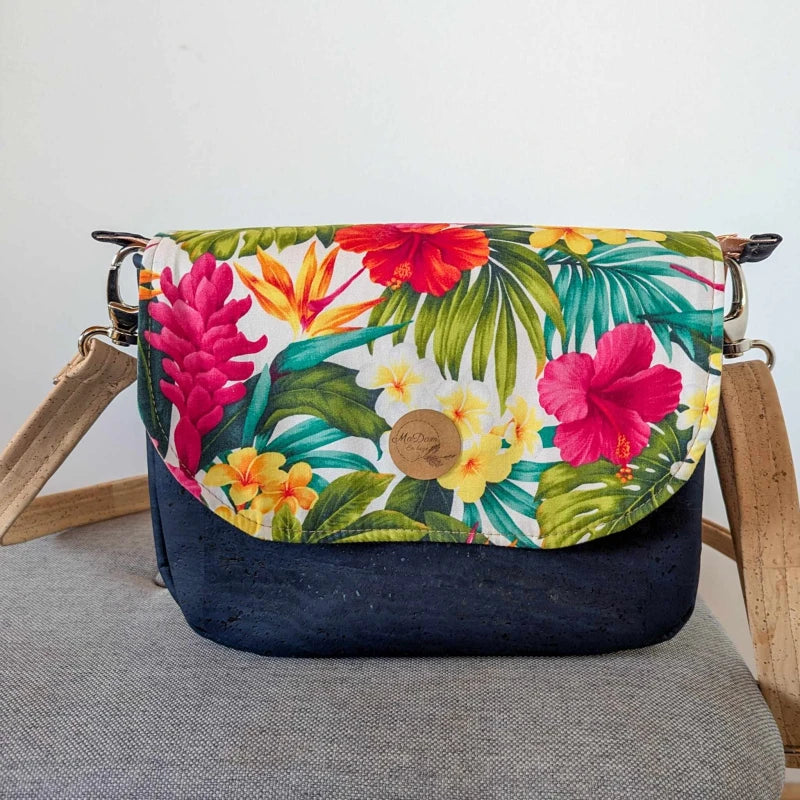 Sac bandoulière liège Bleu marine Luna avec rabat interchangeable - Image 11