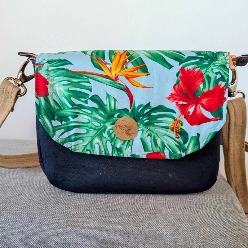 Sac bandoulière liège Bleu marine Luna avec rabat interchangeable - Image 15