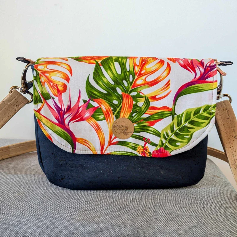 Sac bandoulière liège Bleu marine Luna avec rabat interchangeable - Image 16