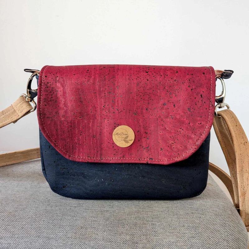 Sac bandoulière liège Bleu marine Luna avec rabat interchangeable - Image 6