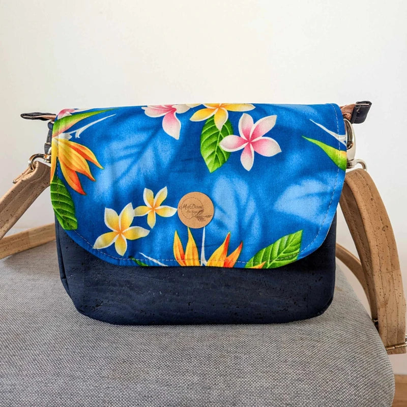 Sac bandoulière liège Bleu marine Luna avec rabat interchangeable - Image 8
