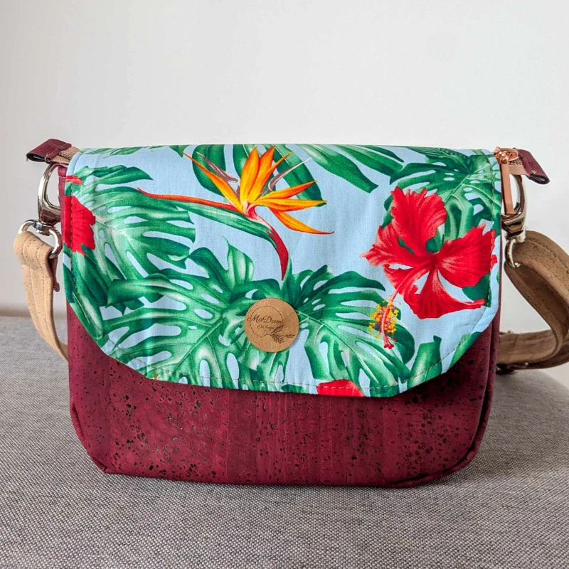 Sac bandoulière liège Rouge Luna avec rabat interchangeable - Image 11