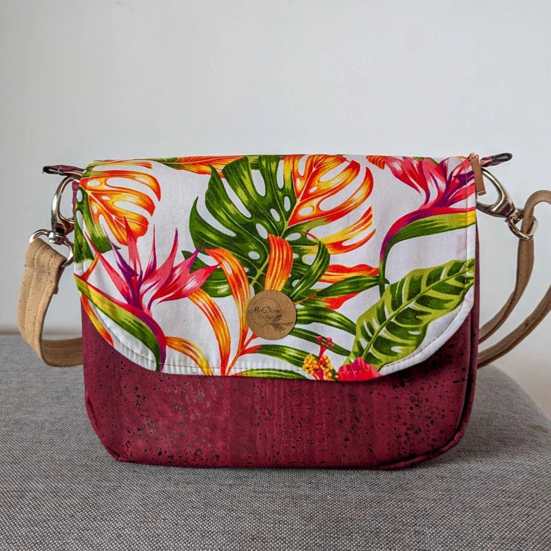Sac bandoulière liège Rouge Luna avec rabat interchangeable - Image 12