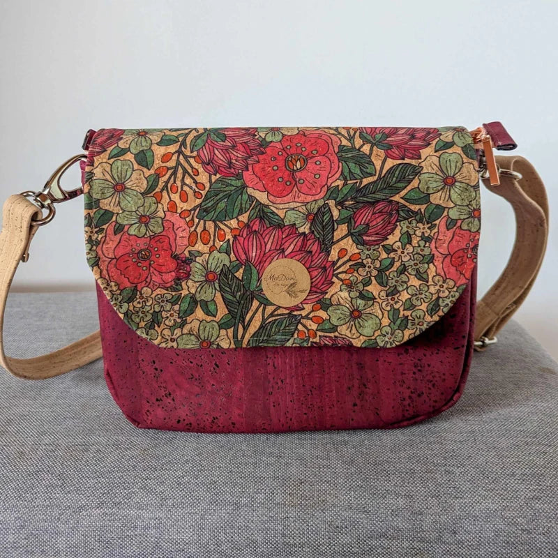 Sac bandoulière liège Rouge Luna avec rabat interchangeable - Image 14