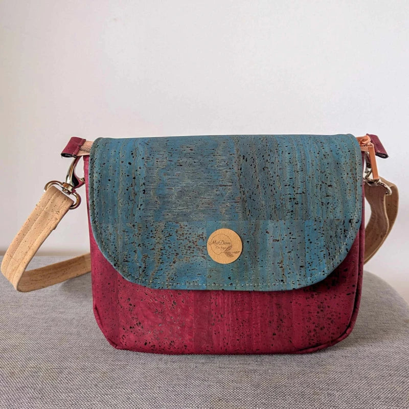 Sac bandoulière liège Rouge Luna avec rabat interchangeable - Image 2