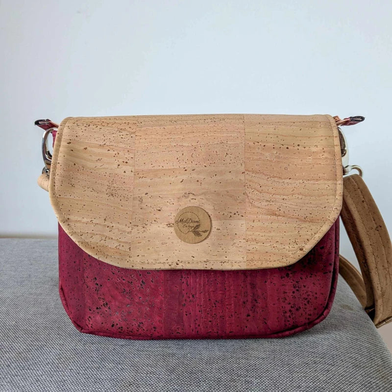 Sac bandoulière liège Rouge Luna avec rabat interchangeable - Image 3