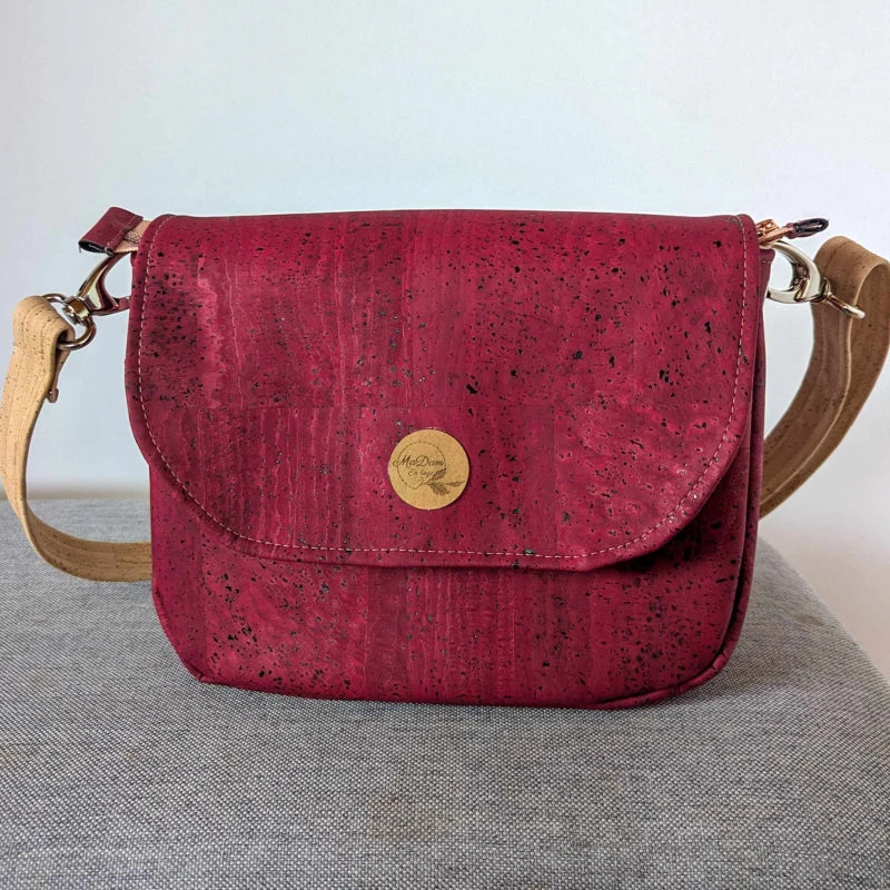 Sac bandoulière liège Rouge Luna avec rabat interchangeable - Image 4