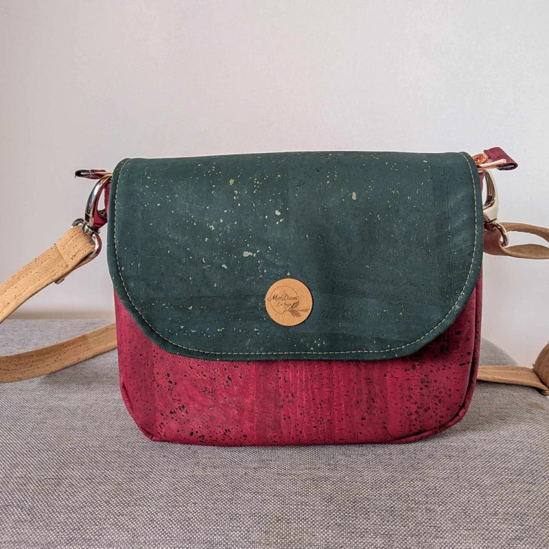 Sac bandoulière liège Rouge Luna avec rabat interchangeable - Image 5